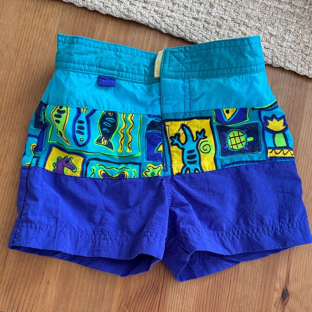 Rainbow Tag Gymboree Vintage Turquoise Patterned Swim Shorts